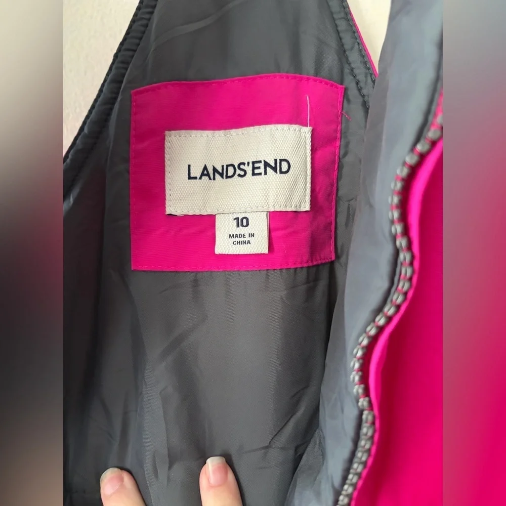 Kids Lands End snow pants suit skiing snowboarding size 10 hot pink